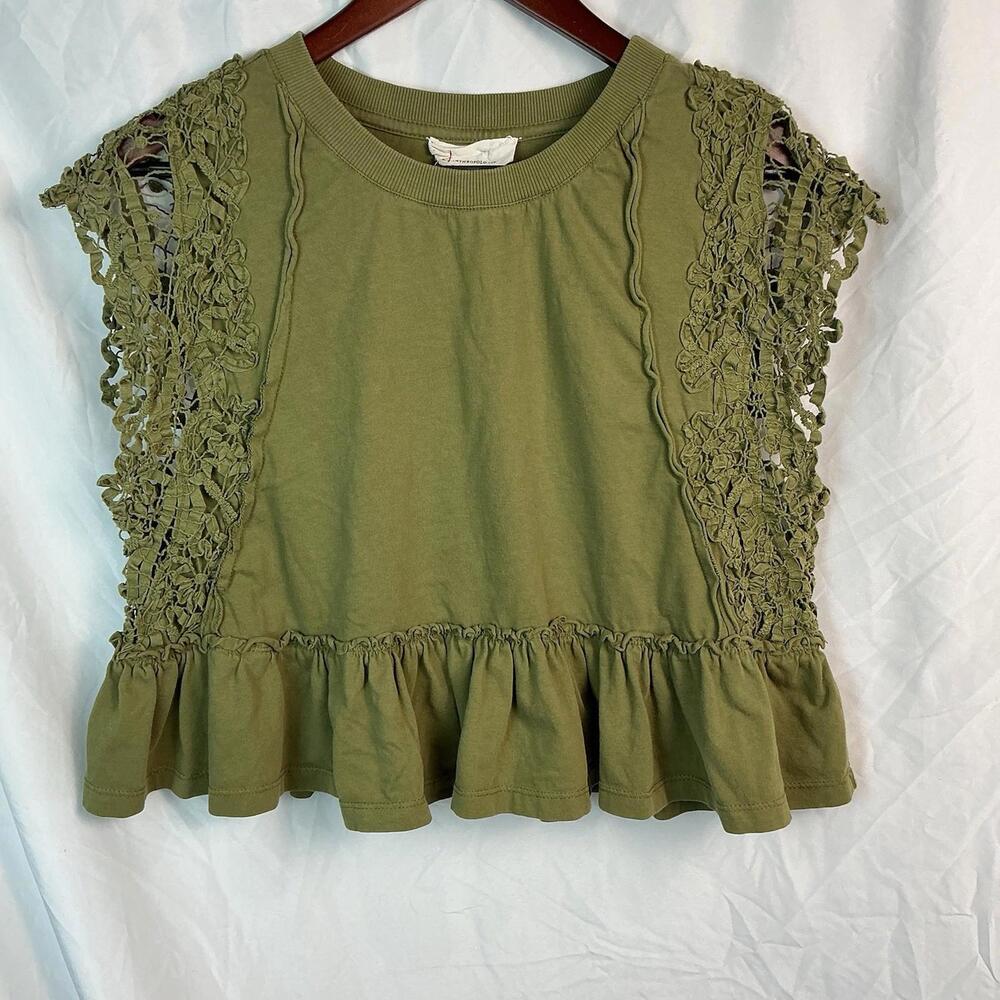 Anthropologie Moss Babydoll Lace Top Size SMALL